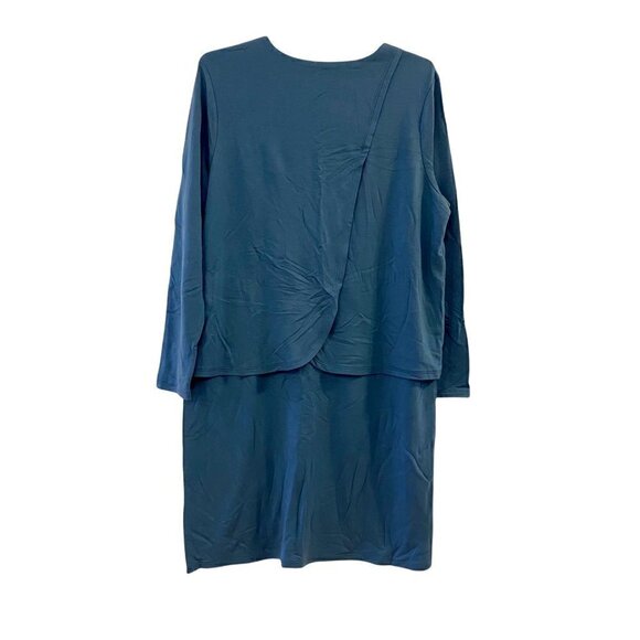 Pure Jill Womens T-Shirt Dress Blue Stretch Scoop Long Sleeve Overlay P Medium - Picture 6 of 9